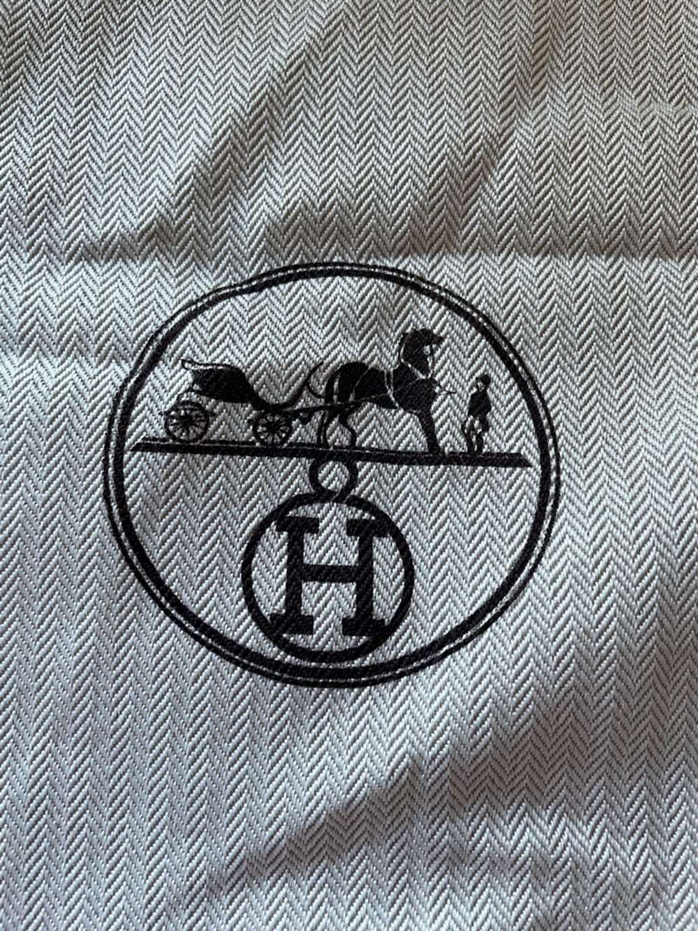 Hermès Drawstring Dust Bag 11.5 x 6 inches herringbone cotton 100% Authentic - Picture 2 of 9